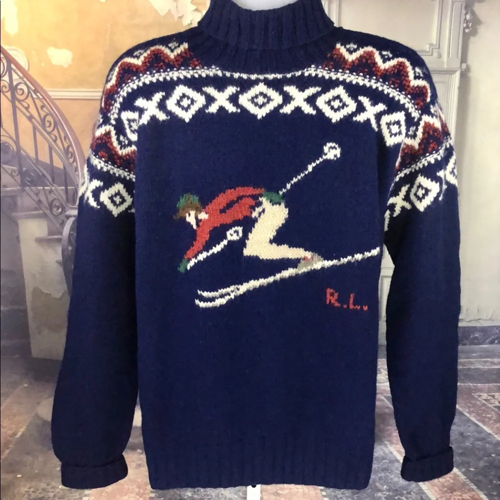 ⛷ Polo Ralph Lauren Vintage Downhill Ski Turtleneck Sweater ⛷